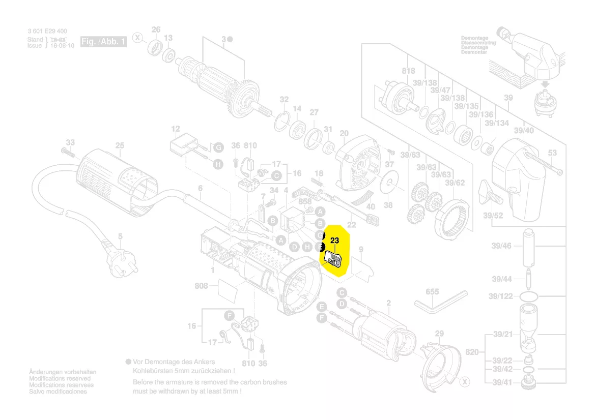 Curseur commande interrupteur réf. 1 619 P10 969